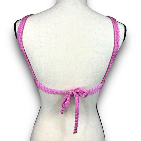 Isabella Rose Maza Textured Bikini Top Bralette Style Bubblegum Pink Size Small - Picture 4 of 6